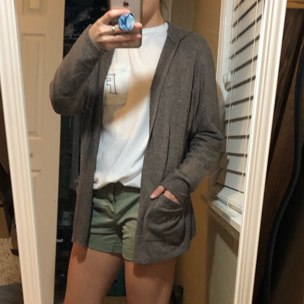 Brown AEO hooded cardigan